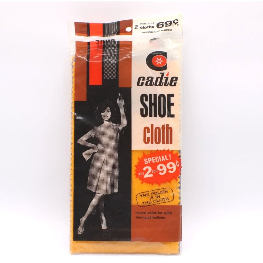 Vintage Cadie Polish Cloths 2-Pack Shine Leathers Belts Bags Shoes More 5.5x18"
